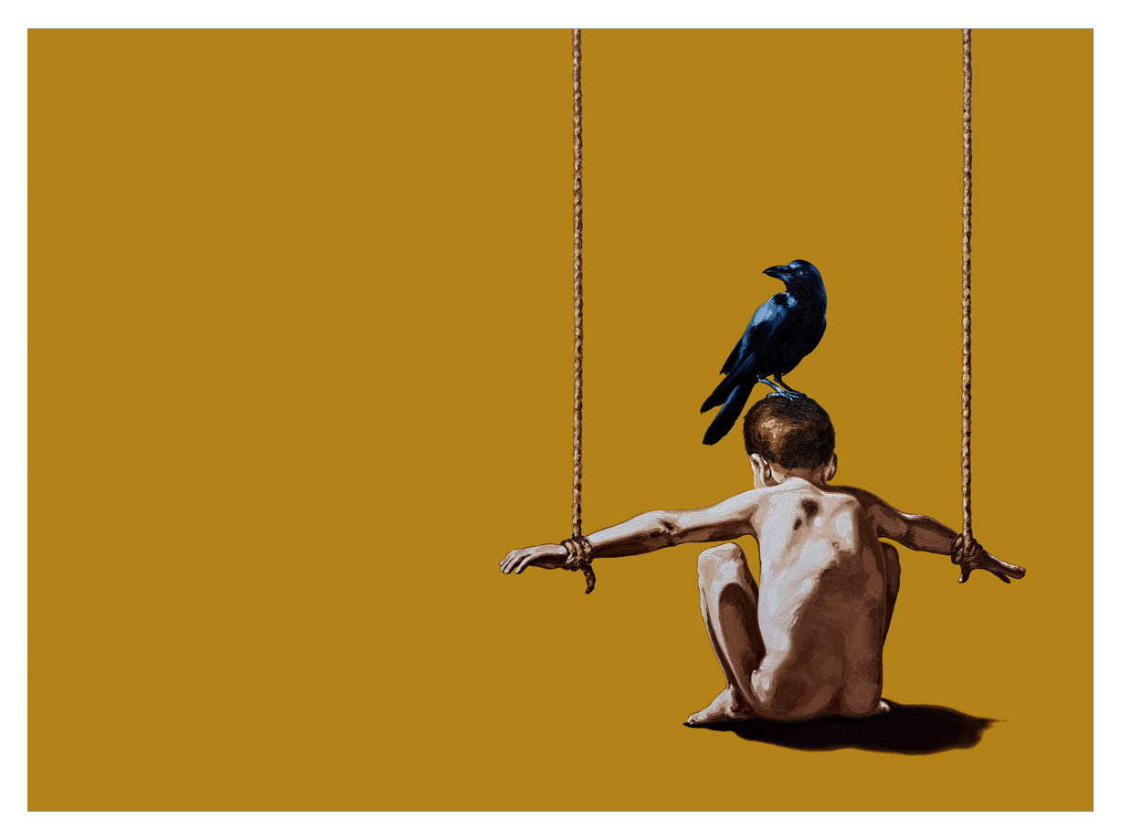 Sometimes they take your breath away so that you can breathe, 2025, oil on canvas, 150 x 110 cm