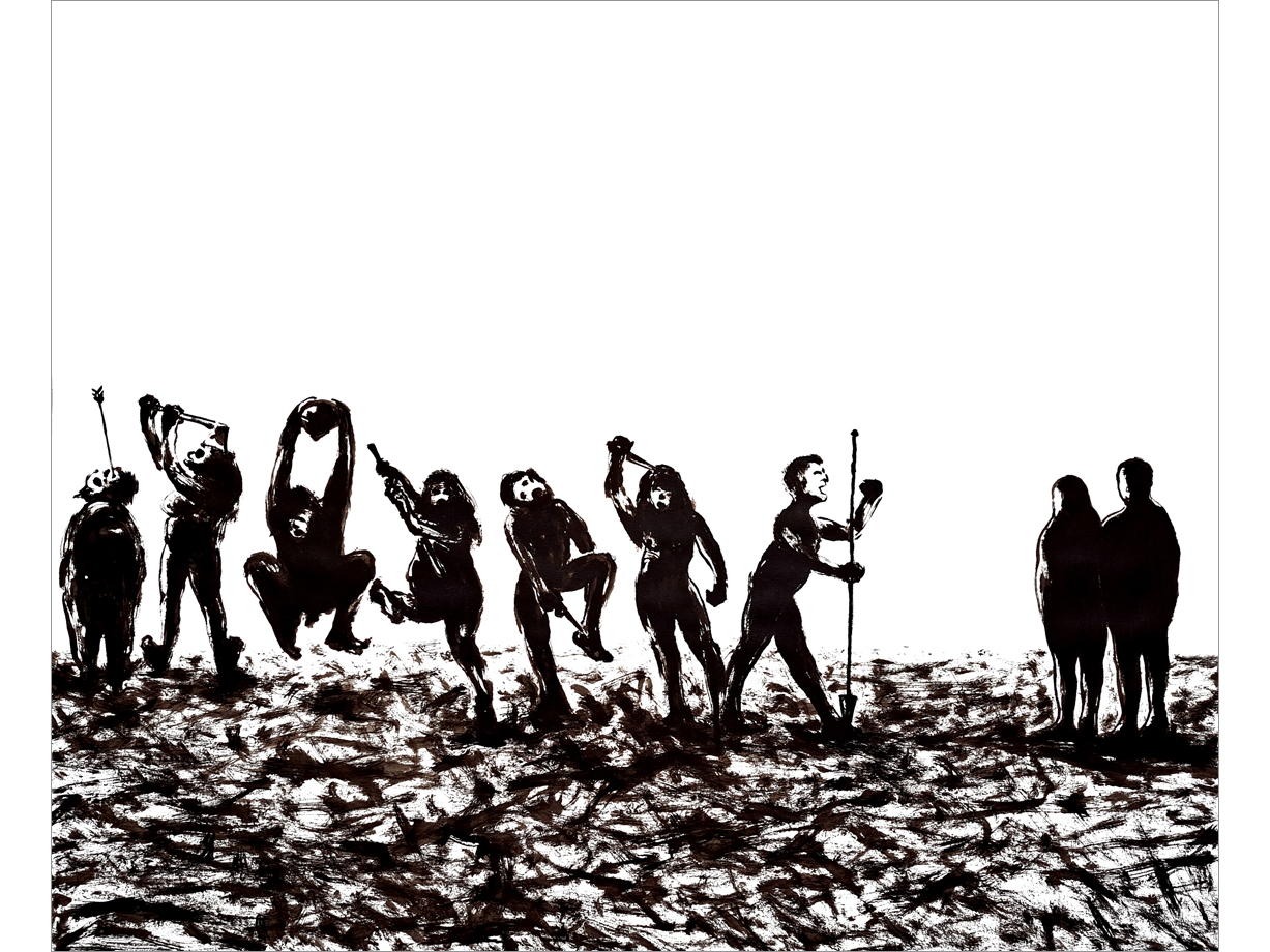 7 Deadly Sins, Anger, 2025, ink/sepia on paper, 135 x 110 cm